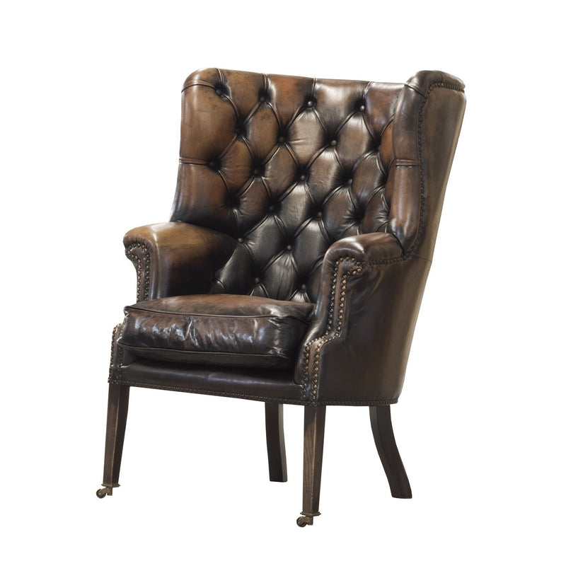 Chesterfield Ledersessel mit Holzbeinen | ODI-Modell