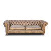 Chesterfield Büffelleder Sofa, 2-Sitzer mit Kissen und Knopf | Modell KNOPF